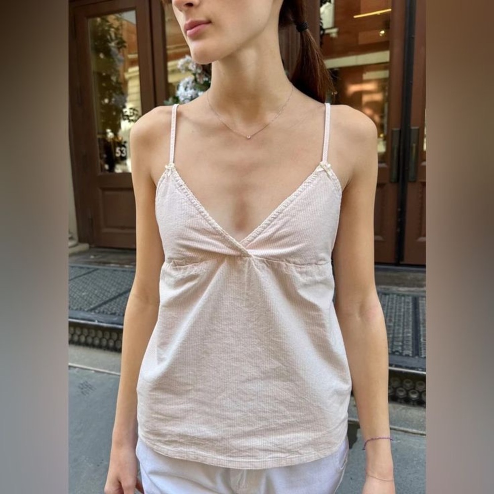 Brandy Melville Pink Striped Edith Tank Top